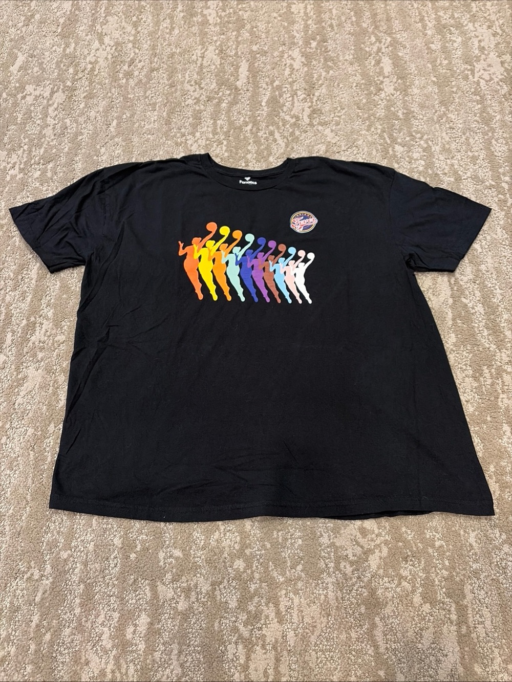 Indiana Fever WNBA 3XL Unisex Basketball Black  Graphic T-Shirt Rainbow
